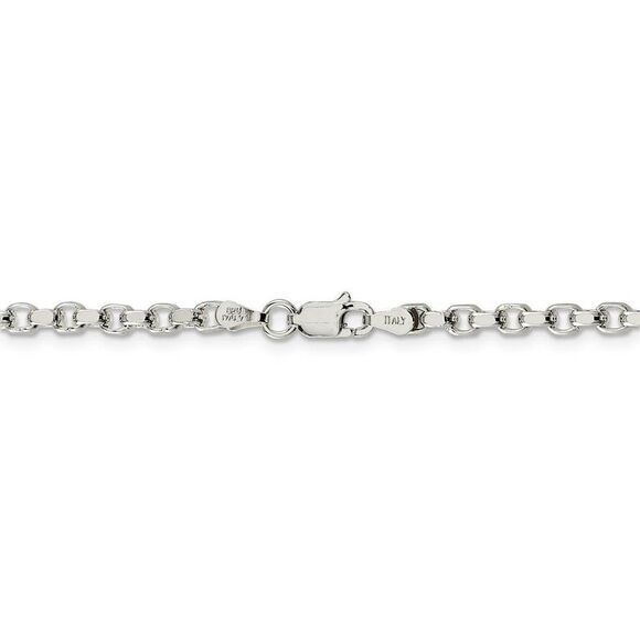 3.5mm, Sterling Silver Solid Diamond Cut Rolo Chain Necklace, 18 Inch - Picture 4 of 8